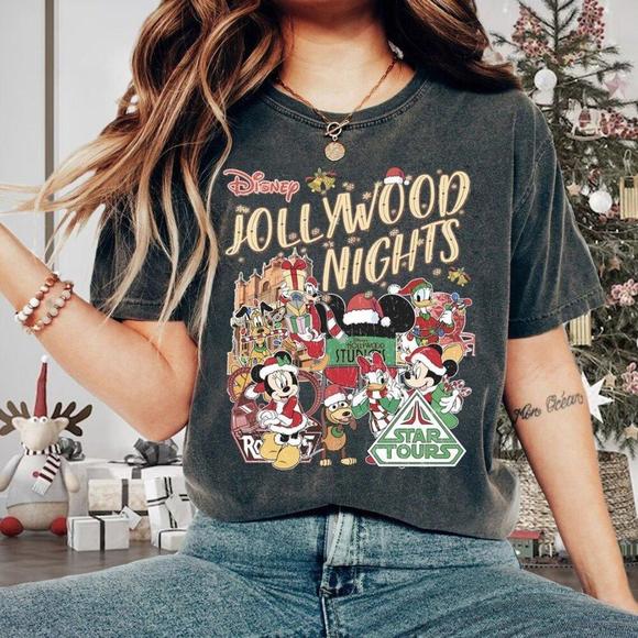 Christmas Hollywood Studios Jollywood Nights Shirt, Retro Mickey And Fri - Picture 1 of 4
